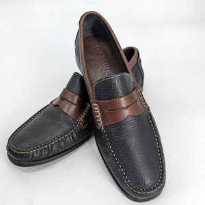Florsheim Mens Two Tone Pebbled Leather Penny Loafers Black Brown Size 13D Spain